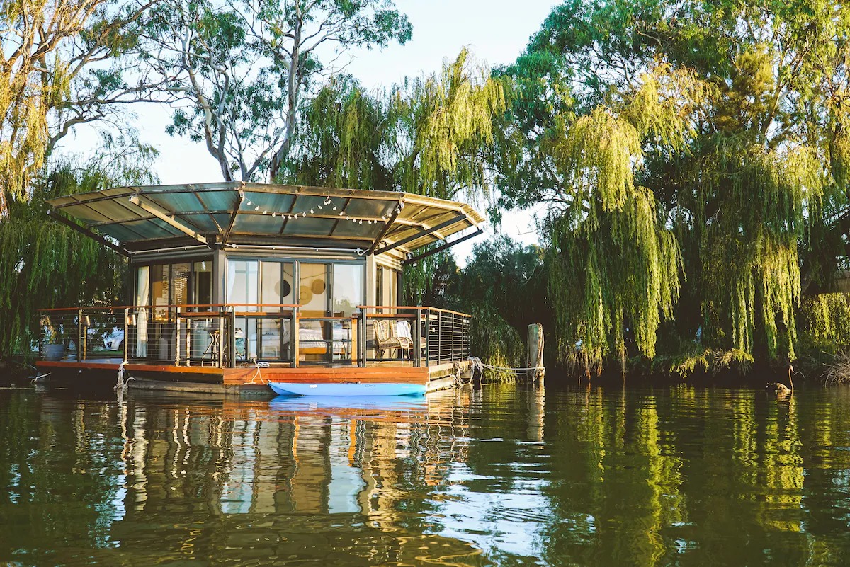 Hex'd river view at sunset